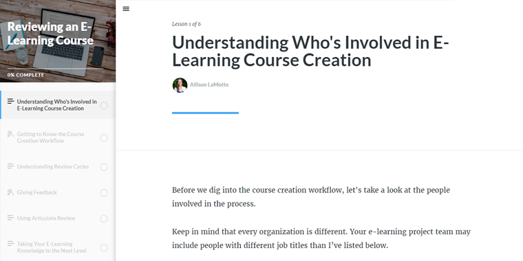 REviewing an E-Learning Course