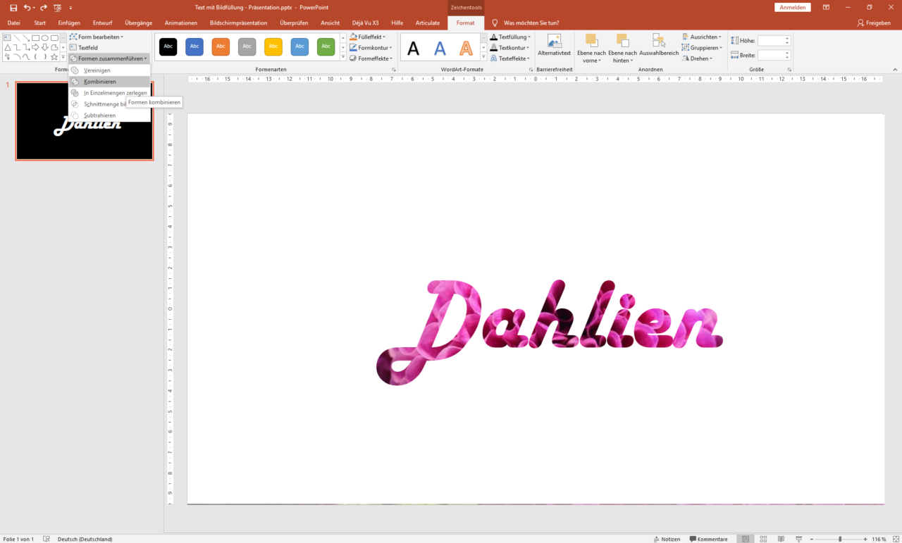 Text mit Bildfüllung erzeugen in PowerPoint Articulate
