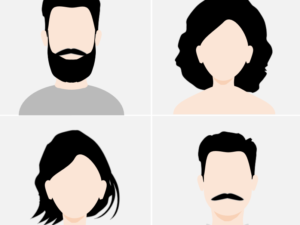 PowerPoint: 4 anpassbare Illustrationen von menschlichen Gesichtern