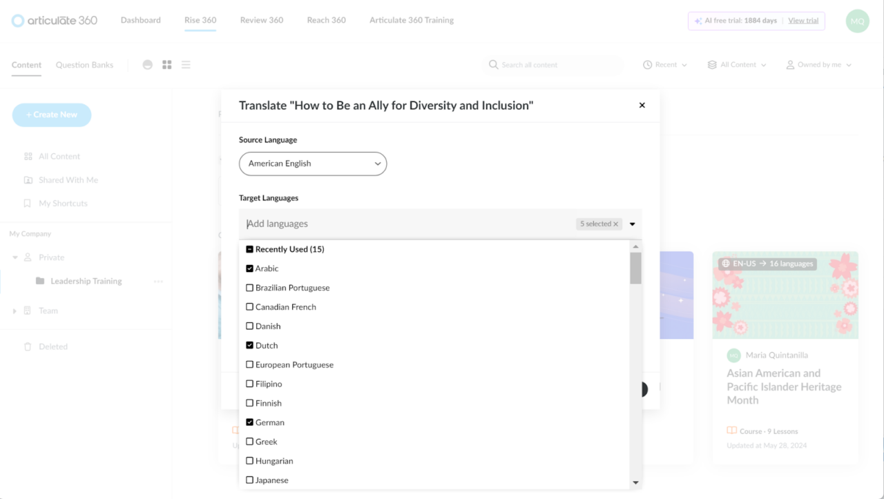 Articulate 360 erfindet die E-Learning-Kursübersetzung neu - Articulate