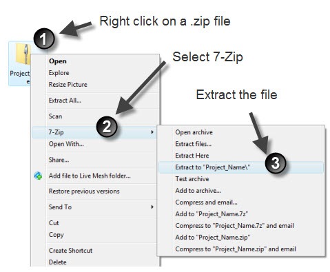 The Rapid E-Learning Blog - steps to extract a .zip file using 7-Zip