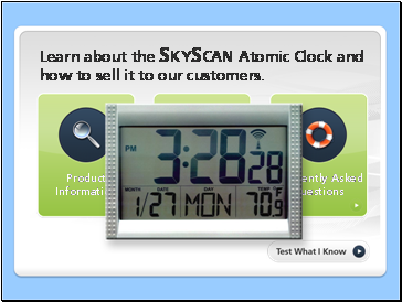 Image containing the SkyScan Atomic Clock and the three lesson areas