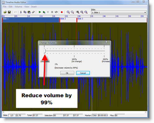 Reduce volume in the Timeline Audio Editor