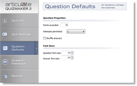 Setting Question Defaults
