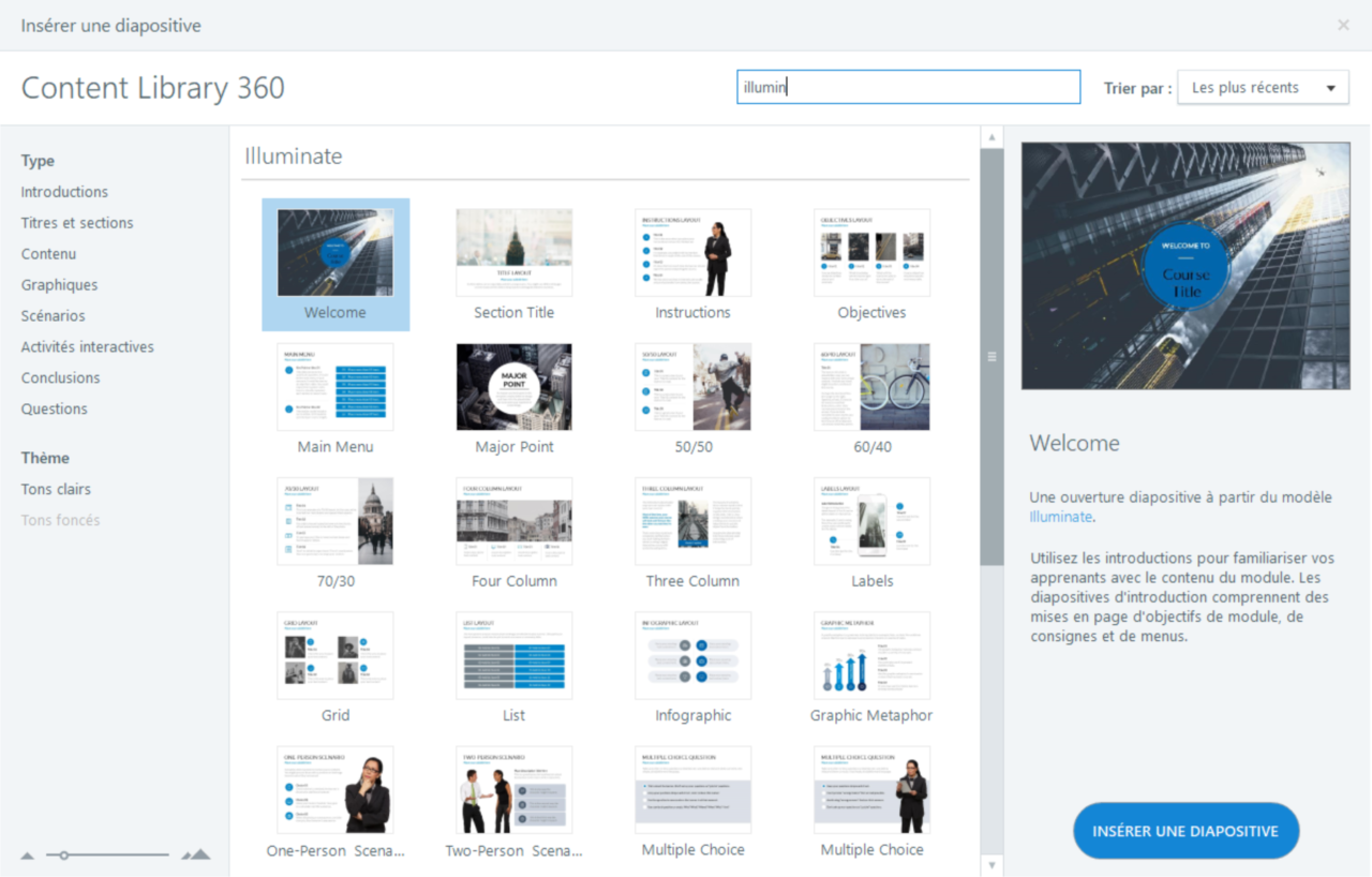 Proposez le choix entre un thème clair et un thème sombre Articulate