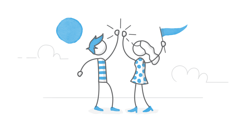 illustrated hero image of two characters giving one another a high-five