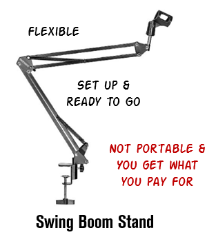 swing microphone stand for audio narration