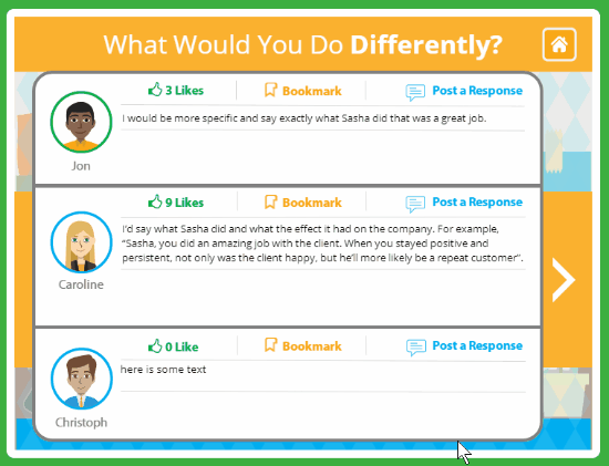 gamified e-learning example simulated conversation and text chat