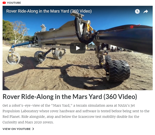 e-learning insert Youtube Mars rover 360