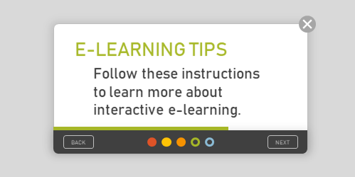 e-learning instruction screen interactive start screen
