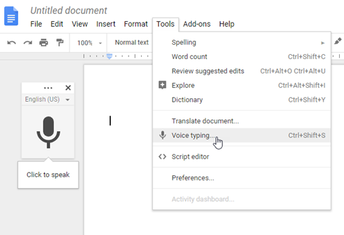 transcribe text for e-learning with Google Docs for HTML5 course