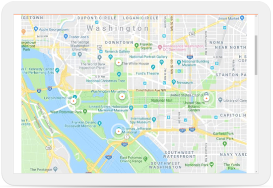 Washington DC labeled map interaction