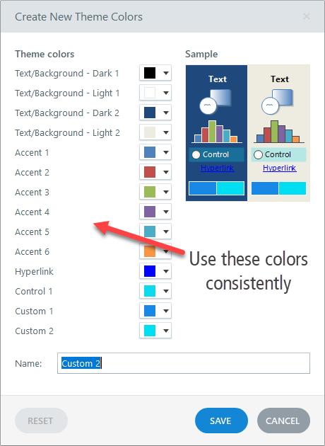 e-learning template colors