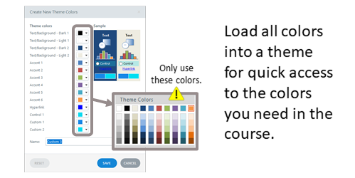 theme colors for e-learning templates to have a palette
